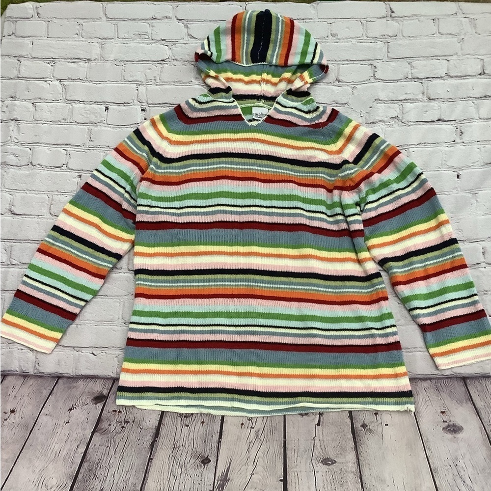 Vintage Carolina plus 18/20 striped long‎ sleeves hoodie y2k retro 80’s sweater